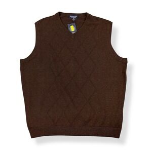 Rountree & Yorke Vest Men 2X Tall Brown Sleeveless Sweater Cotton Stretch NWT